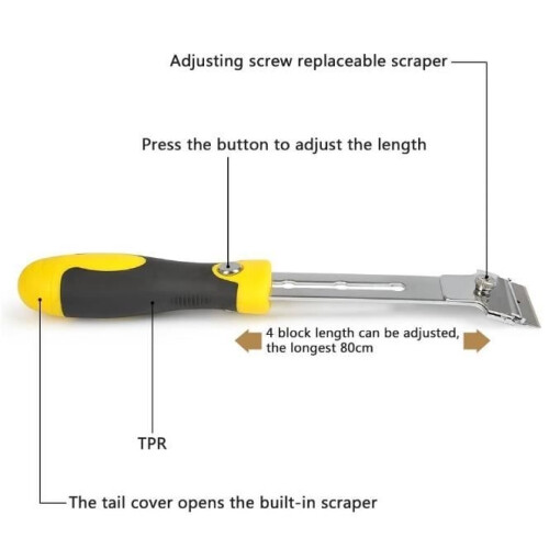 Adjustable scraper - Metal - 4 replacement blades - Adjustable length up to 80 cm - Multi-functional 2