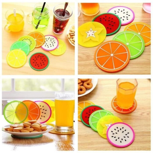 Creative silicone coaster with fruit design, non-slip, 9 cm 2