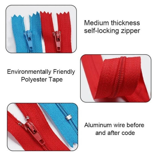 50x Zipper Pulls, Sewing Accessory, Haberdashery, Random Multicolored Nylon, 20cm, Multicolored Closure 2