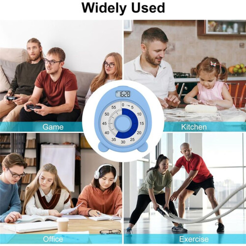 Rechargeable Visual Timer with Clock and Night Light,60 Minute Countdown Timer for Kids Adults with Low Battery Reminder 2