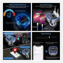 Bluetooth FM Transmitter - CLOUDSEMI - Radio Adapter - Car Charger - Hands-Free - SD/USB