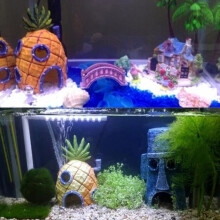 Aquarium Ornament - Spongebob Pineapple House - 7.5x7.5x13cm - Yellow Decoration - For Marine Fish