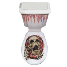 (Skull) Halloween Bloody Hand Toilet Cover Party Decoration Sticker Scary Prop Zombie