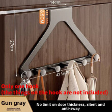 (Gray) Organizer Door Hook With Strong Adhesive Wall Mount For Use Bathroom Bedroom