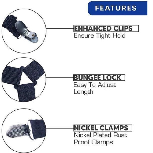 Adjustable 6-Sided Bed Sheet Fastener, Elastic Sheet Holder Strap, for Sofa Cover, Sheet, Ironing Board 1