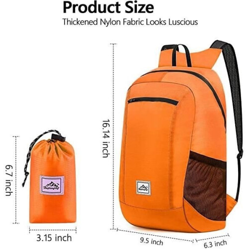 Hiking backpack - Orange - Foldable - Ultra-lightweight - Waterproof - 20L 1