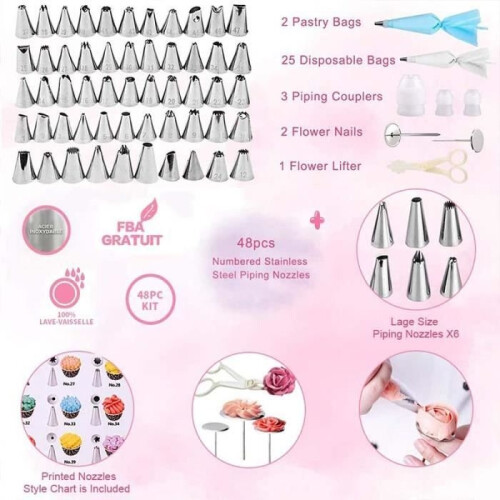 Baking Kit - 106 Pieces - Rotating Tray - Decorating Cakes, Pies, Donuts, Cookies 1