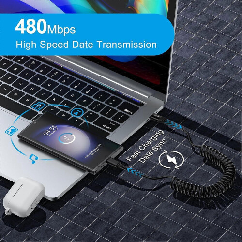 Καλώδιο USB-C για αυτοκίνητο, συμβατό με τηλέφωνα Samsung και Pixel, καλώδιο γρήγορη 2
