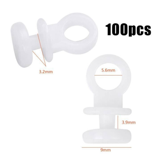 Curtain hook - JOYAN - 100PCS - White Plastic - Diameter 9mm - Length 17.3mm 1