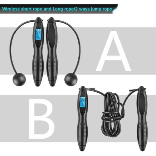 DIYIOT Digital Adjustable Skipping Rope with Calorie Counter - Black 2
