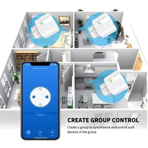 Electrical outlet, Tuya Wifi smart plug EU 20A, with power monitor and timer function - EU Plug [B77] 2