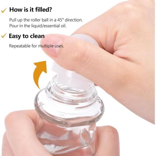 3-Piece Empty Roll-On Bottles, 50ml Refillable Glass Deodorant Roll-On Empty Bottles, Empty Essential Oil Bottle, Black 1