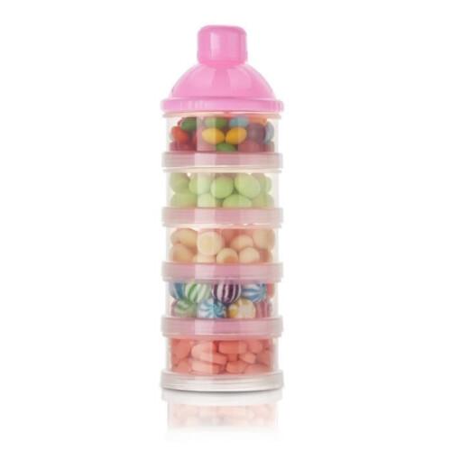 SURENHAP Milk Dispenser Box - Portable and Stackable - 5 Compartments - BPA Free - Pink 2