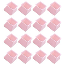 16 Teilige Stuhl Bein Kappen Silikon Boden Schutz Quadratische MöBel Tisch Fuß Abdeckung Rutschfeste Untere Stuhl Polster Rosa