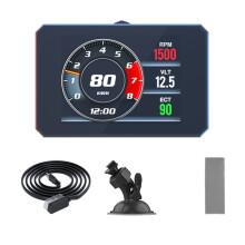 P16 Car OBD2 HUD Display 3 Inch LCD Digital Speedometer with RPM Water Temperature Voltage Turbo Pressure