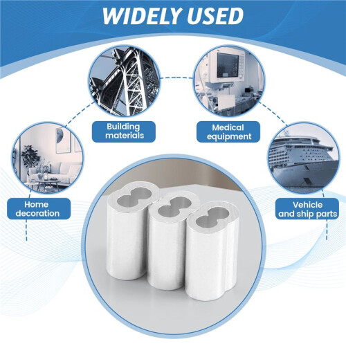 100pcs Aluminum Crimping Loop Sleeve for 3mm Diameter Wire Rope and Cable 2
