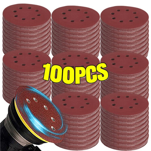 100PCS Sanding Discs 8 Hole Hook and Loop Adhesive Sandpaper 125mm 80-3000 Grits Abrasive Sheets Tools 1