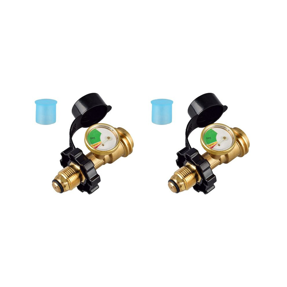 2X Propane Tank Adapter With Gauge Converts Qcc1/Type 1 Propane Tank Gauge Level Indicator For Rv Campe, Cylinder 4712271181215