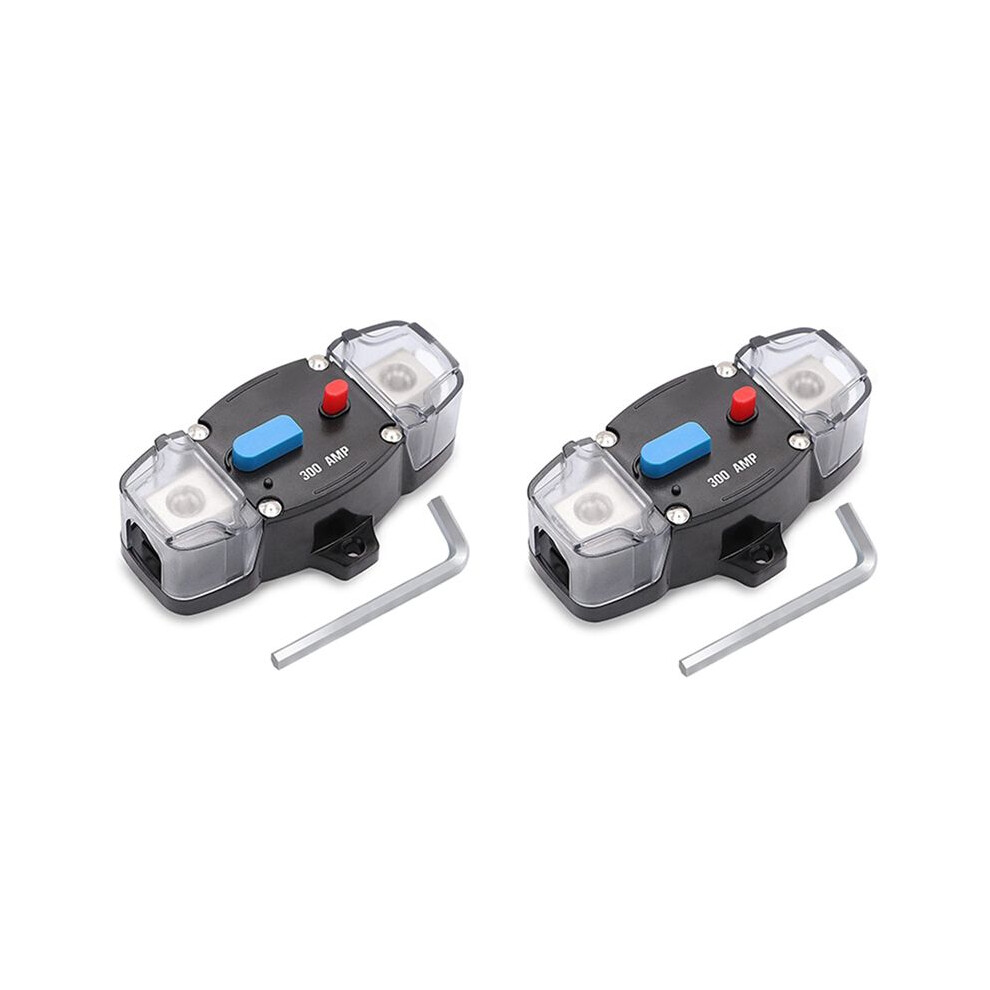 2X 12-48V 300 Amp Circuit Breaker With Manual Reset, 0-8 Gauge Trolling Car Stereo Audio Inline Fuse For Car Rv 4711949311244