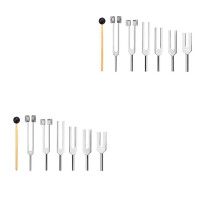 12Pcs 128Hz 256Hz 512Hz 1024Hz 2048Hz 4096Hz Tuning Fork with Hammer for Tuning Fork Kit Healing Sound Vibration Tool