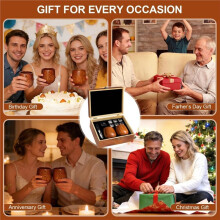 Charred Wooden Bourbon Drinking Glass: Handcrafted Oak Whiskey Cups with Whiskey Stones & Gift Box, Old Fashioned Glass
