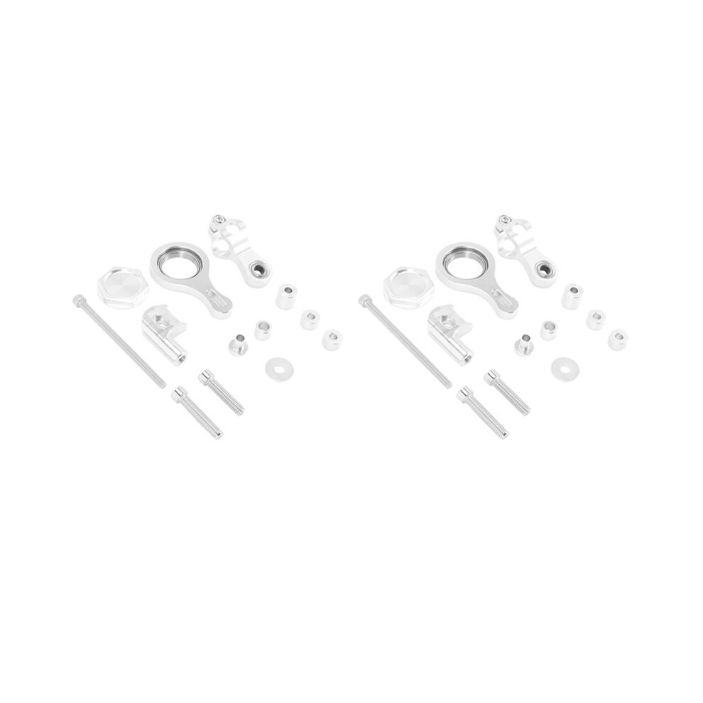2Set Cnc Aluminum Adjustable Motorcycles Steering Stabilizer Damper Bracket Mount Kit For Yzf R6 2006-2017 Silver 4712523438661