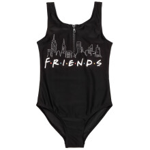 (10-11 Years) Friends 1 Piece Swimming Costume (Girls Black)