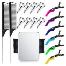 8 PCS Parting Ring Hair Selecting Ring 6 Hair Sectioning Styling Clips Hair Parting Tool 2 Rat Tail Braiding Combs