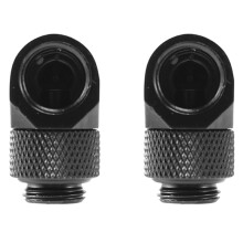 2 Pcs 12.9mm G1/4 Thread 90 Degree Rotary Tube Connector Fitting for Pc Water Cooling Black
