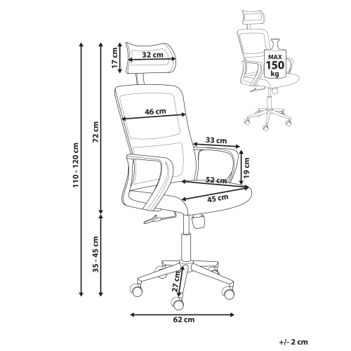 Beliani Office Chair MONARCH Black 1