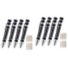8 Pcs Pen Screwdriver Handy Tool Eight in One Magnetic Pocket Screwdriver Multi-Function Gadgets Repair Tools (Black)