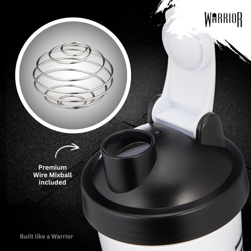 Warrior Warrior Protein Shaker Bottle, 600ml with Wire Mixball Blender – 1