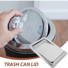 Tapa de acero inoxidable empotrada para cubo de basura con solapa abatible incorporada para encimeras de cocina y baño.