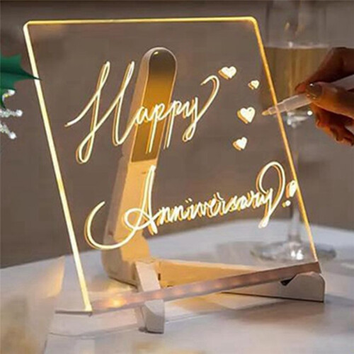LED Notepad with Colors, Illuminated Acrylic Notepad with Colors, Notepad with Adjustable Stand and 7 Pens 2