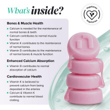 Calcium Gummies 400mg - with Vitamin D3 K2 - Alternative to Calcium Tablets - Vegetarian - 1 Month Supply - Healthy Bones & Muscles - 60 Gummies - No