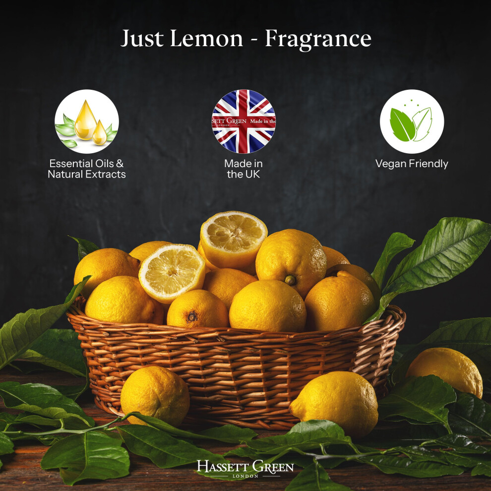 Hassett Green London - Just Lemon - Fragrance Oil Reed Diffuser Refill - Larger Size 250Ml Bottle