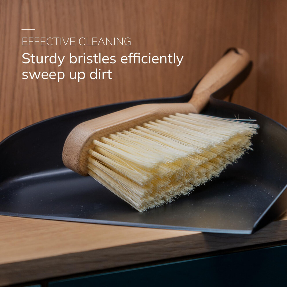 Ena Living Bamboo Dust Pan And Brush Set Ecolabelled Dustpan And Brush