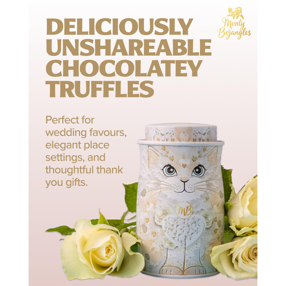 Monty Bojangles Cocoa Dusted Chocolate Truffles Kit Tin (36G - White Rose) Luxury Chocolatey Truffles - Collectable Mini Kit-Tin, Wedding Favour, Tru