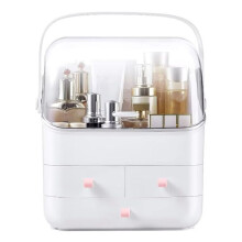Makeup Organizer Holder Cosmetic Storage Box with Dust Free Cover Portable Handle,Fully Open Waterproof Lid, Dust Proof
