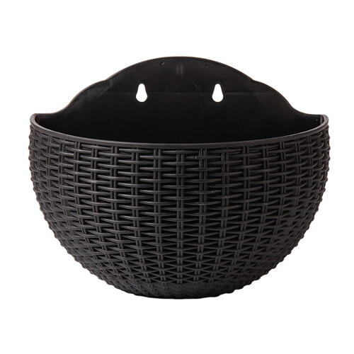 Rattan Look Wall Hanging Pot Half Round