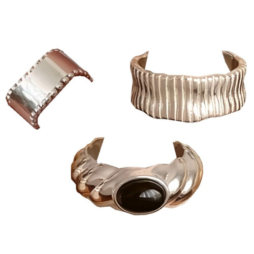 Open Finger Ring Width Irregular Geometric Ring Silver Ring for Women 1