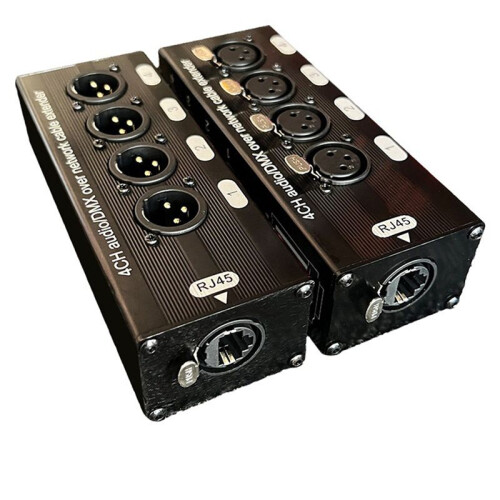 4 Unidade de ÁUdio XLR de 3 Pinos e 4 Canais e DMX sobre Extensor de Cabo de Rede, Extensor de Sinal de Rede DMX512, Macho 1