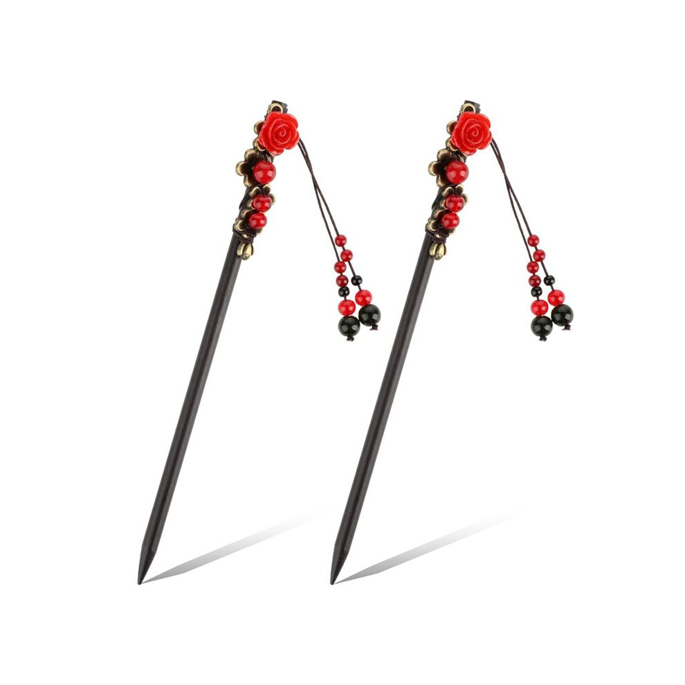 Tlily 2Pack Chinese Hair Sticks Chinese Hair Pins Hair Chopsticks Retro Wooden Hairpin Flower Hair Chopsticks Hair Accessories
