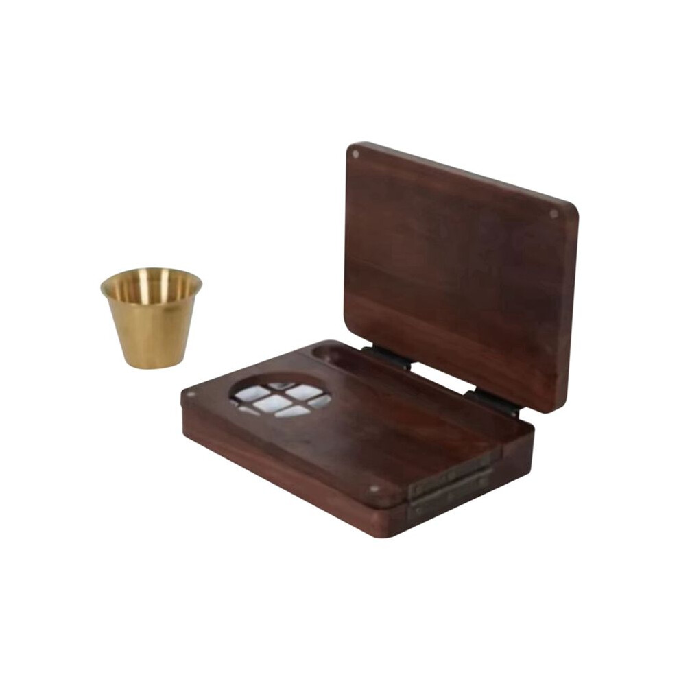 Tlily 24 Grid Wooden Watercolor Palette Walnut Wood Travel Watercolor Palette Foldable Empty Palette Box Paint Tray