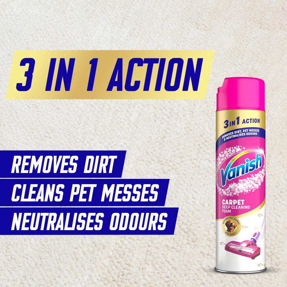 Vanish Gold Carpet Cleaner Foam Stain Remover 600Ml Eliminates Dirt Pe