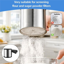 Powder Sugar Shaker with Hand Press Design Stainless Steel Flour Sifter for Baking Fine Mesh Flour Sifter Sieve
