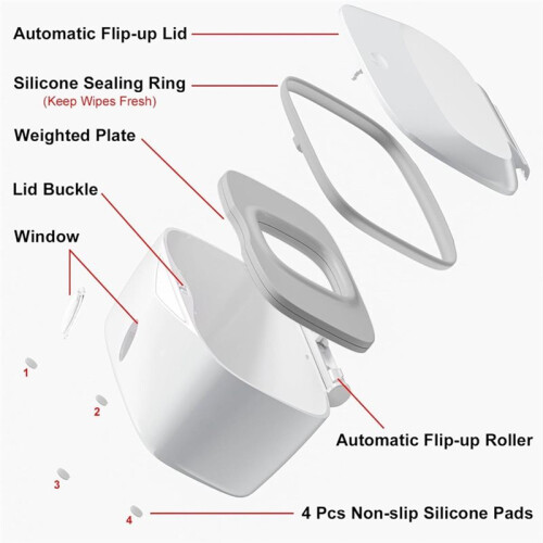 Wipes Dispenser with Weighted Plate, Perfect Pull Baby Wipe Holder, Refillable Wipe Container, Keeps Wipes Freshs 1
