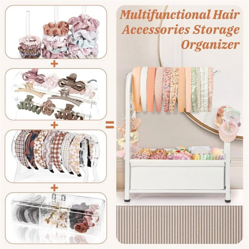 Supporto per Fasce per Capelli - Organizer Versatile per Elastici, Fiocchi e Fermagli - Contenitore Compatto per Accessori per Capelli 2