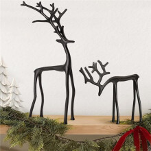 Modern Reindeer Statue Reusable Metal Deer Sculpture Christmas Tabletop Ornaments for Living Room Bedroom Decoration
