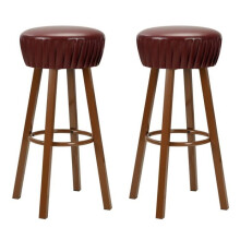 Lot de deux tabourets de bar design chaise siège synthétique marron 1202068